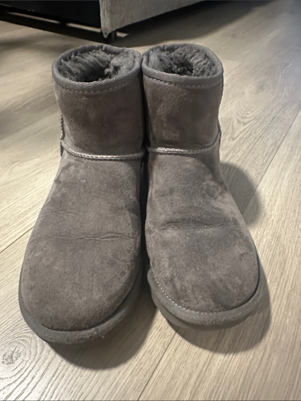 UGG Short Shearling Lined Ankle Boots in Gray